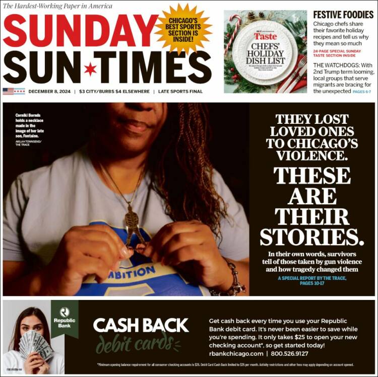 Portada de Chicago Sun-Times (USA)
