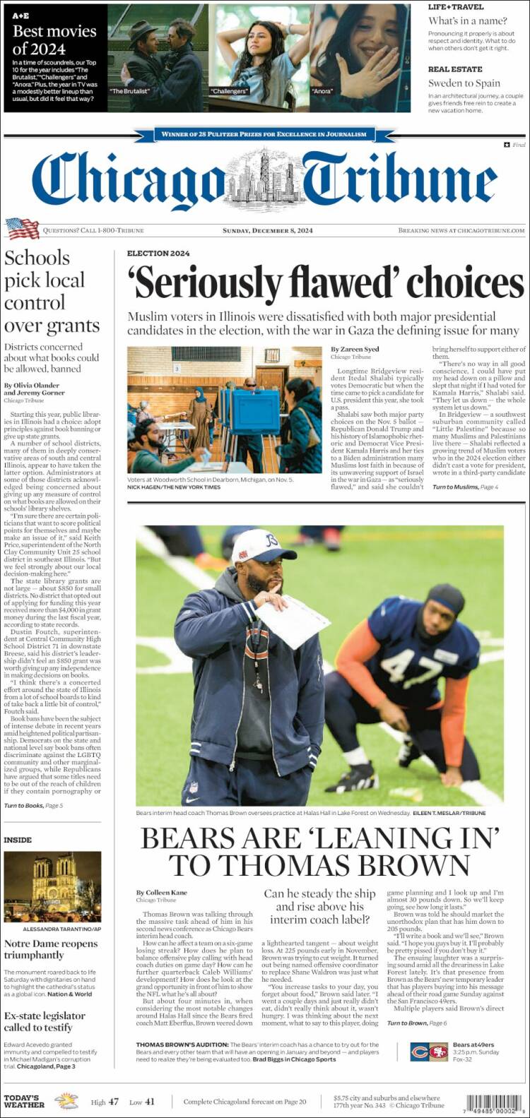 Portada de Chicago Tribune (USA)