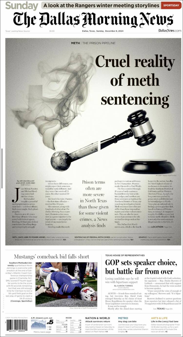 Portada de Dallas Morning News (USA)