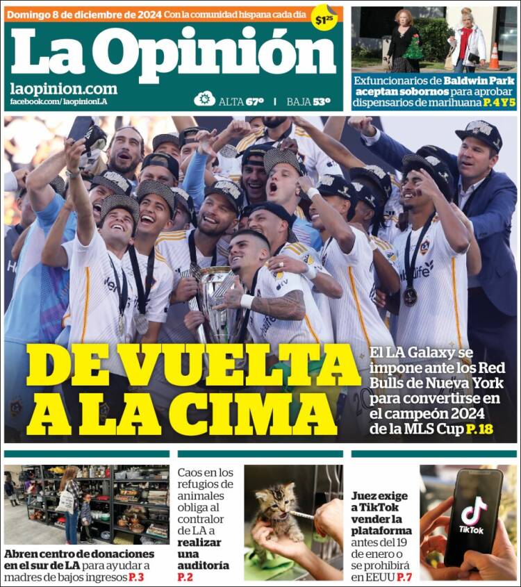 Portada de La Opinión (USA)