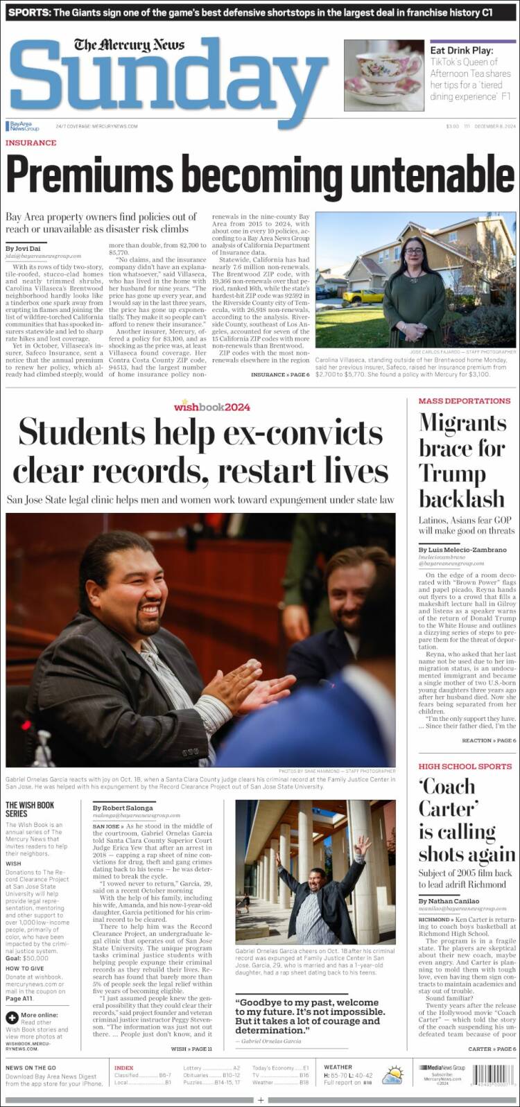 Portada de San Jose Mercury News (USA)