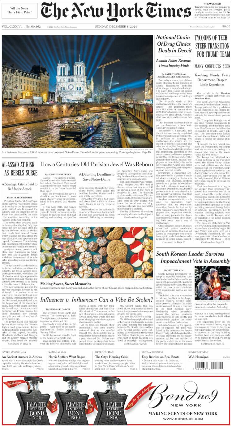 Portada de New York Times (USA)