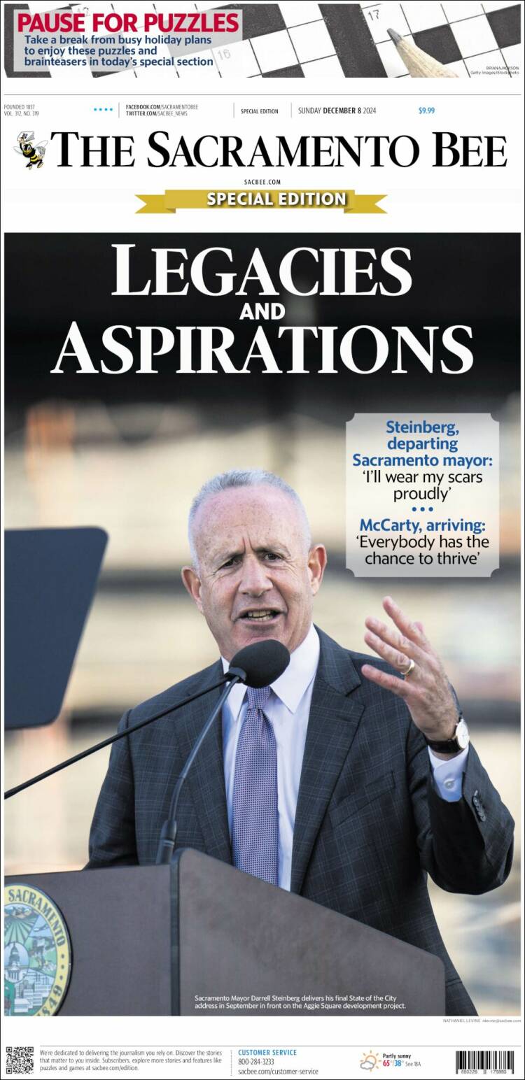 Portada de The Sacramento Bee (USA)