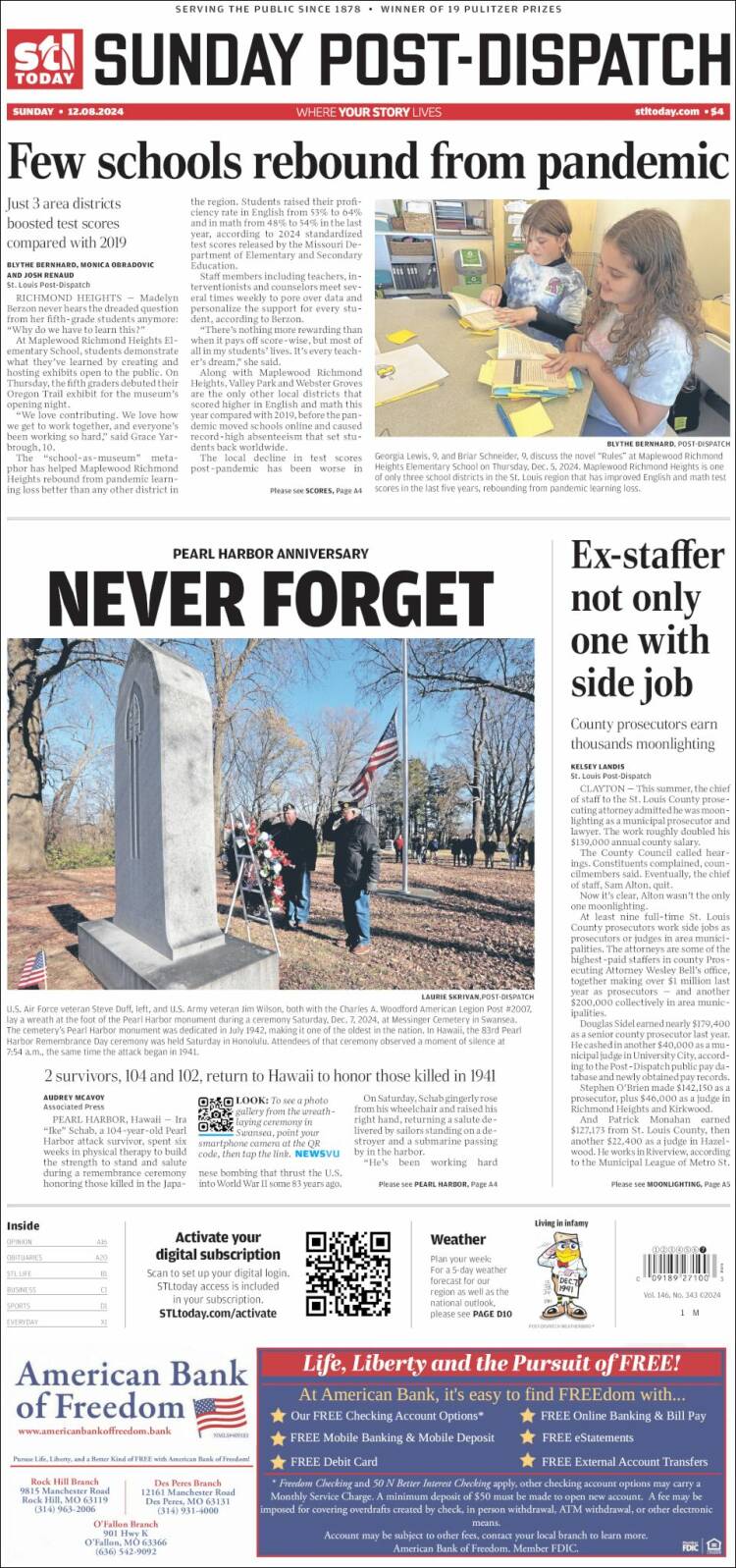 Portada de St. Louis Post-Dispatch (USA)