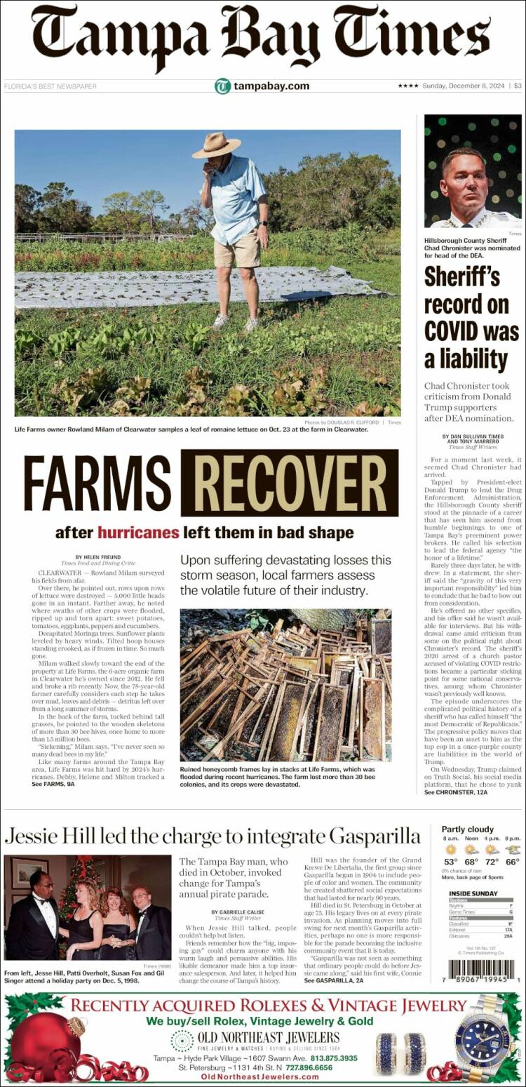Portada de Tampa Bay Times (USA)