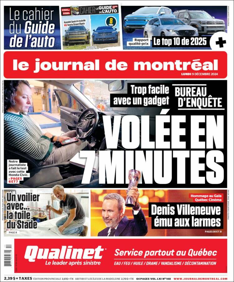 Portada de Le Journal de Montréal (Canadá)
