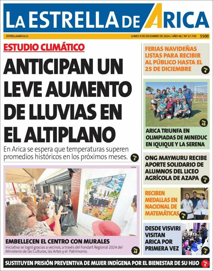Portada de La Estrella de Arica (Chile)