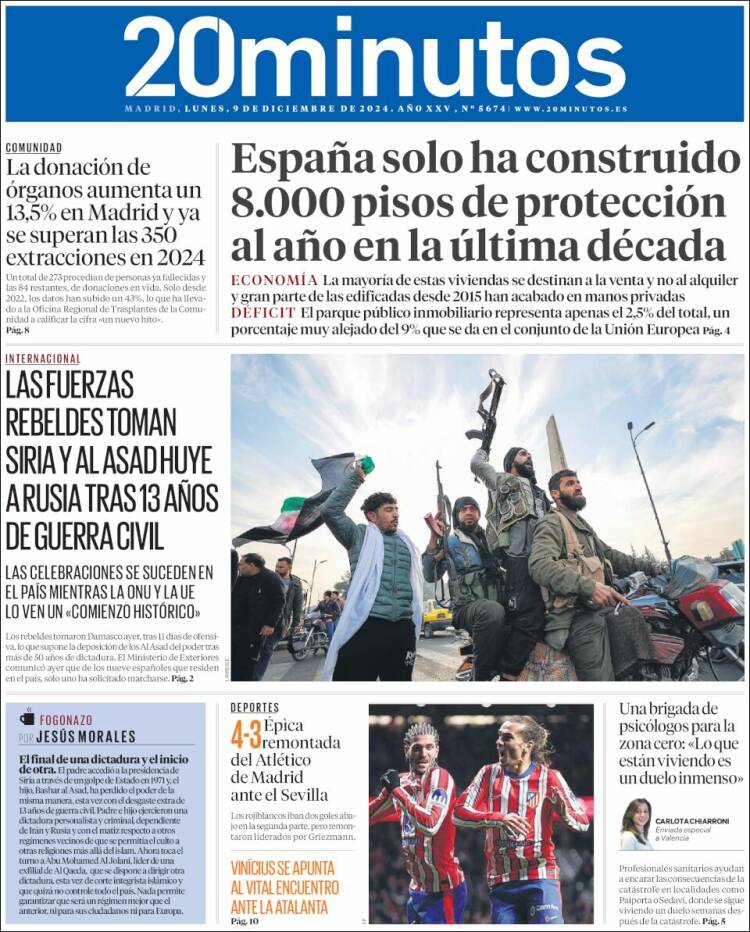 Portada de 20 Minutos - Madrid (España)