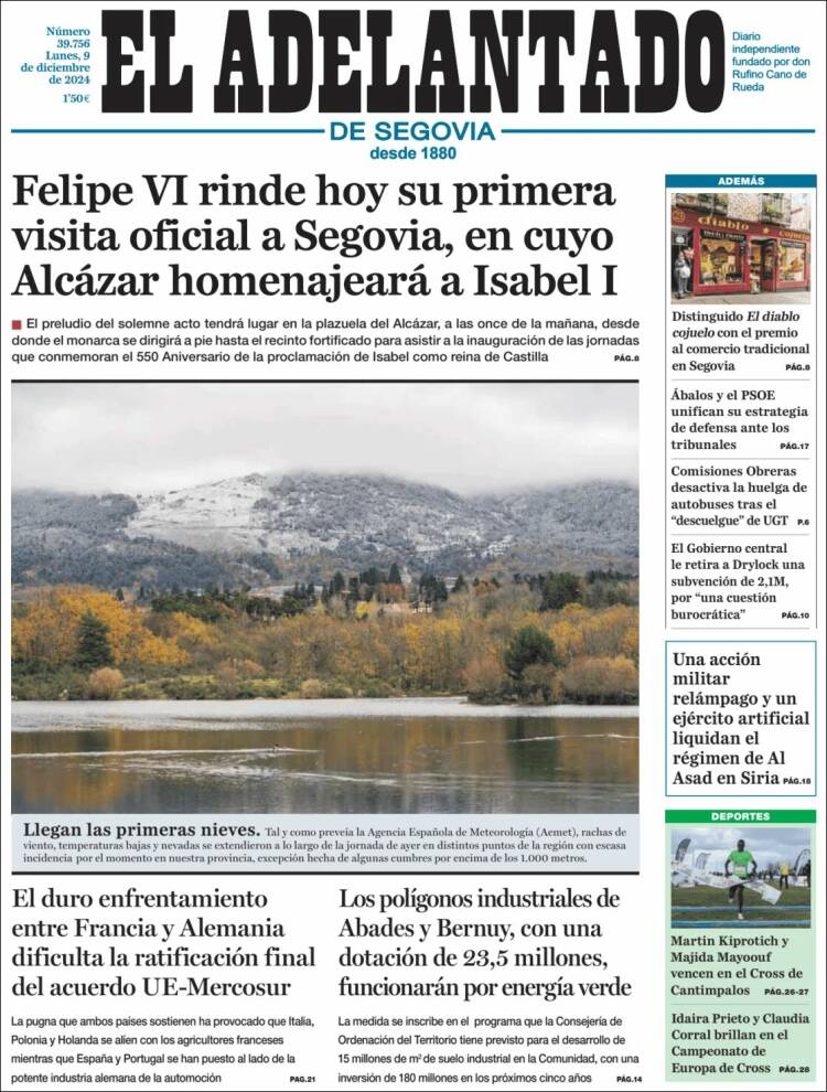 Portada de El Adelantado de Segovia (España)