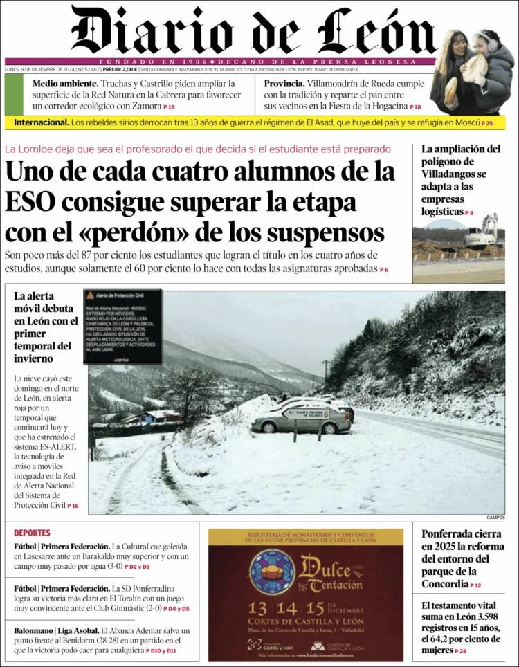 Portada de Diario de León (España)