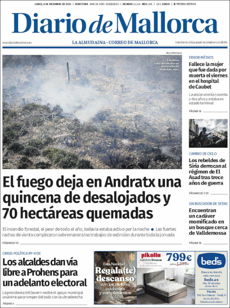Portada de Diario de Mallorca (España)