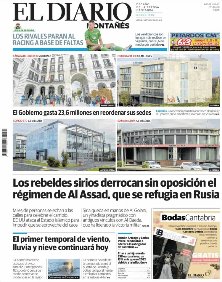 Portada de El Diario Montañés (España)