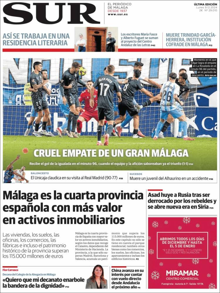 Portada de Diario el Sur (España)