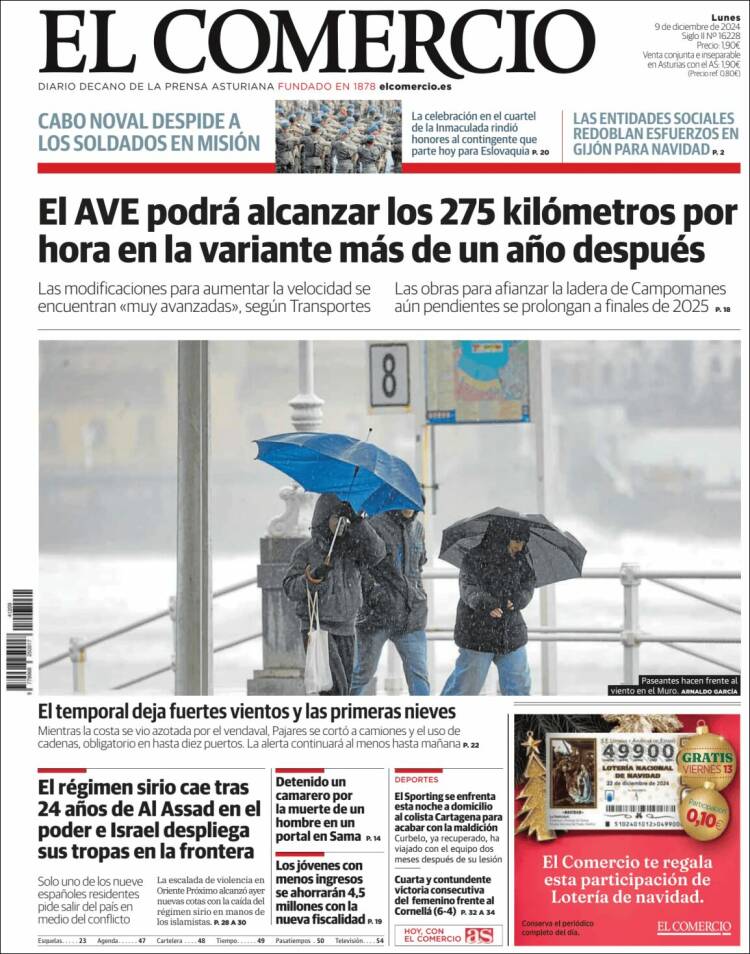Portada de El Comercio - Gijón (España)