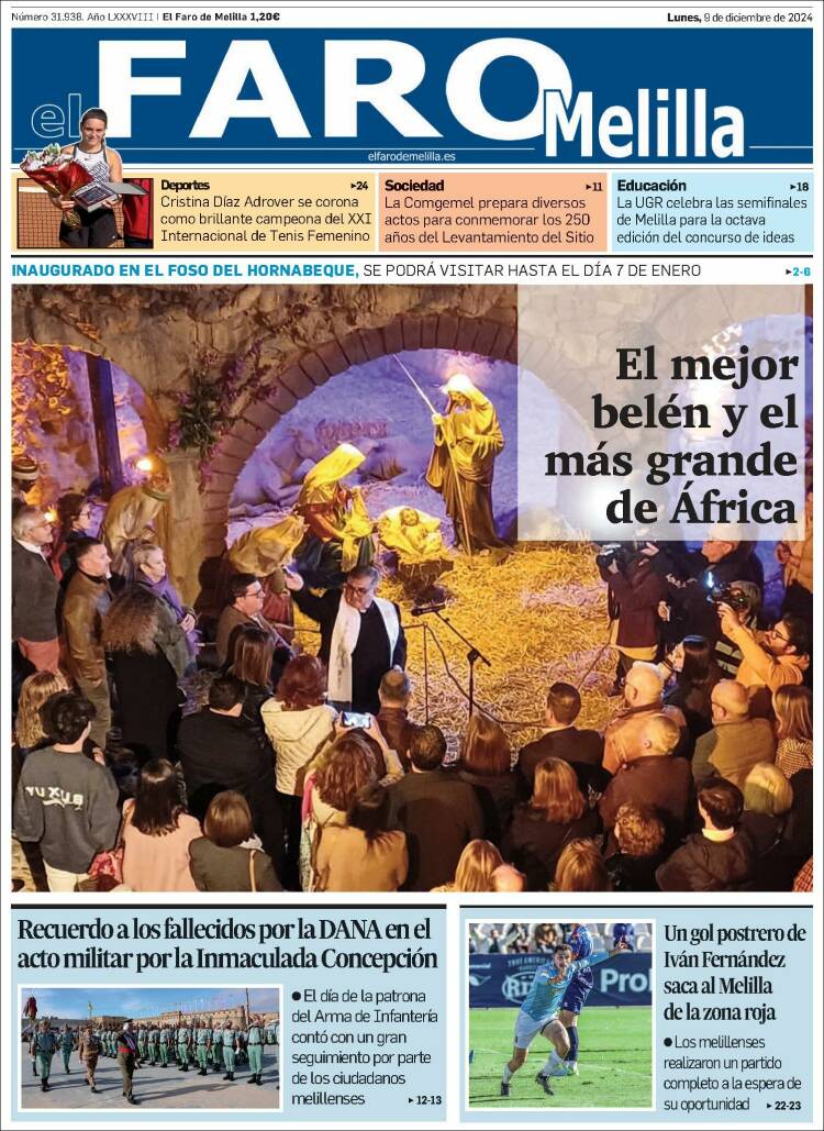 Portada de El Faro de Melilla (España)