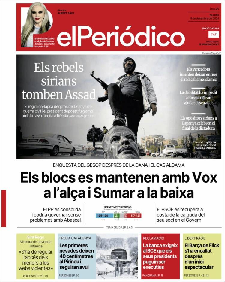Portada de El Periódico de Catalunya (España)