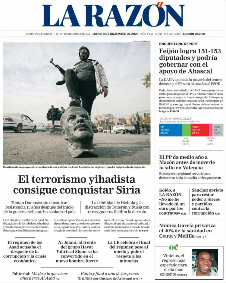 Portada de La Razón (España)