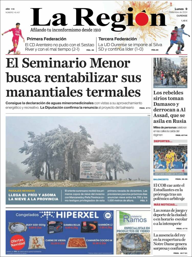Portada de La Región de Ourense (España)