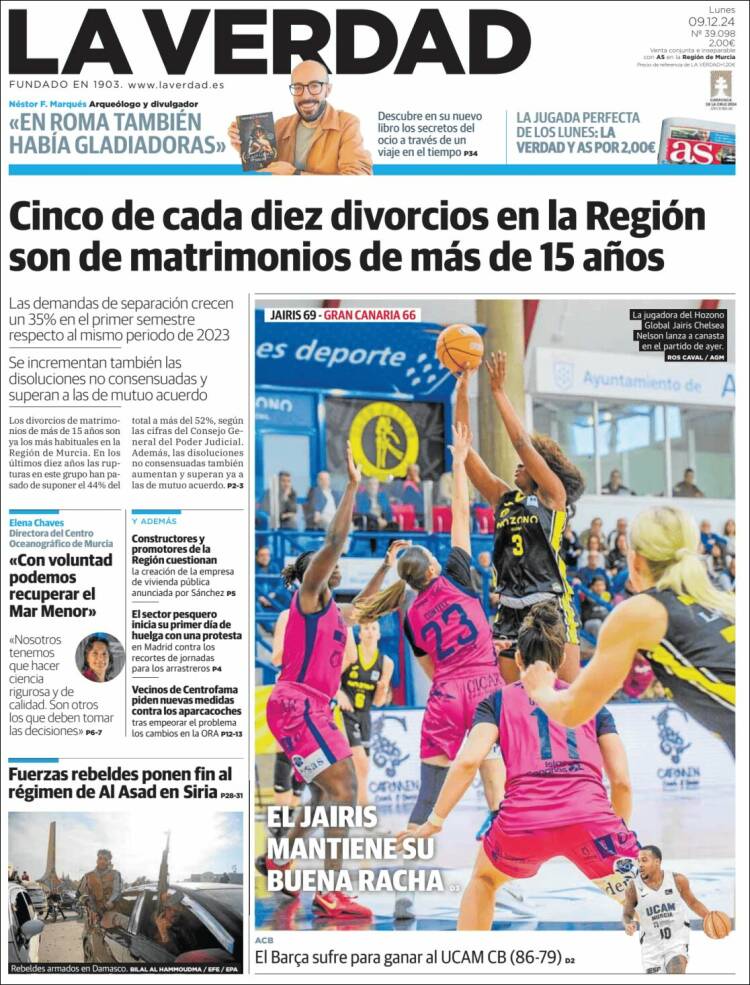 Portada de La Verdad de Murcia (España)