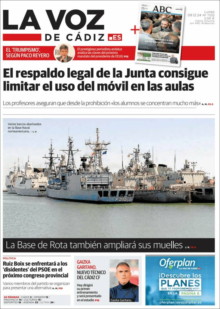 Portada de La Voz de Cádiz (España)