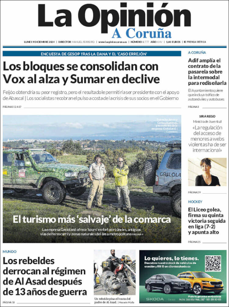 Portada de La Opinión de A Coruña (España)