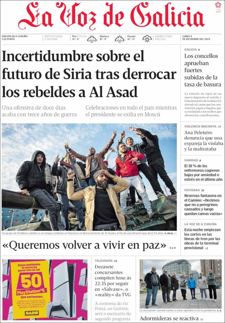 Portada de La Voz de Galicia (España)