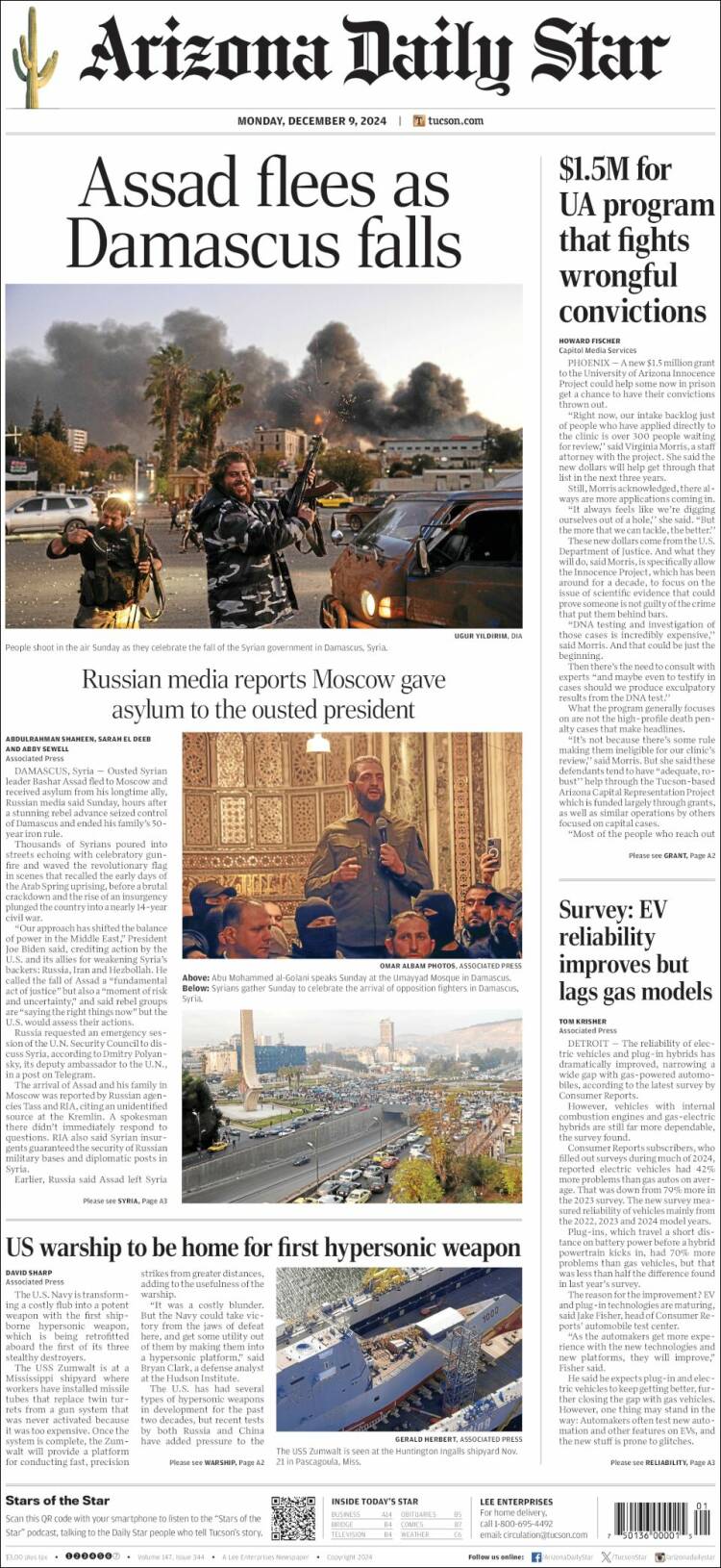Portada de Arizona Daily Star (USA)