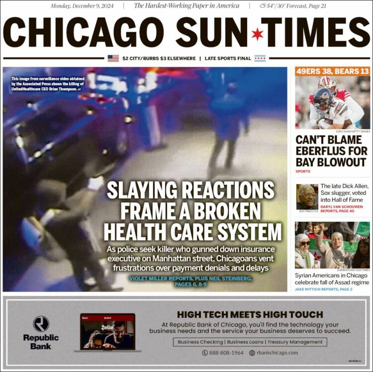 Portada de Chicago Sun-Times (USA)
