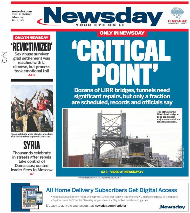 Portada de Newsday (USA)