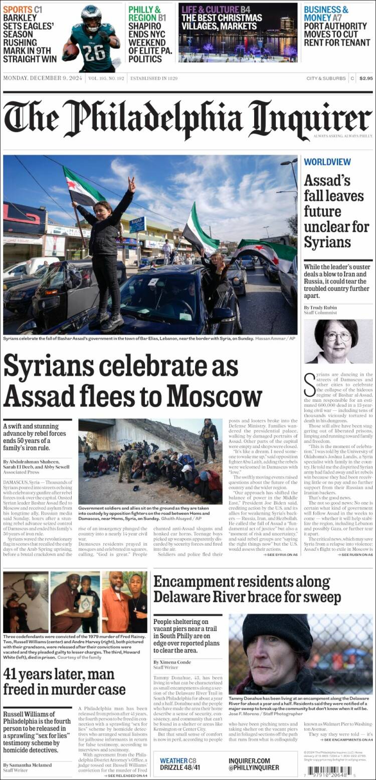 Portada de Philadelphia Inquirer (USA)