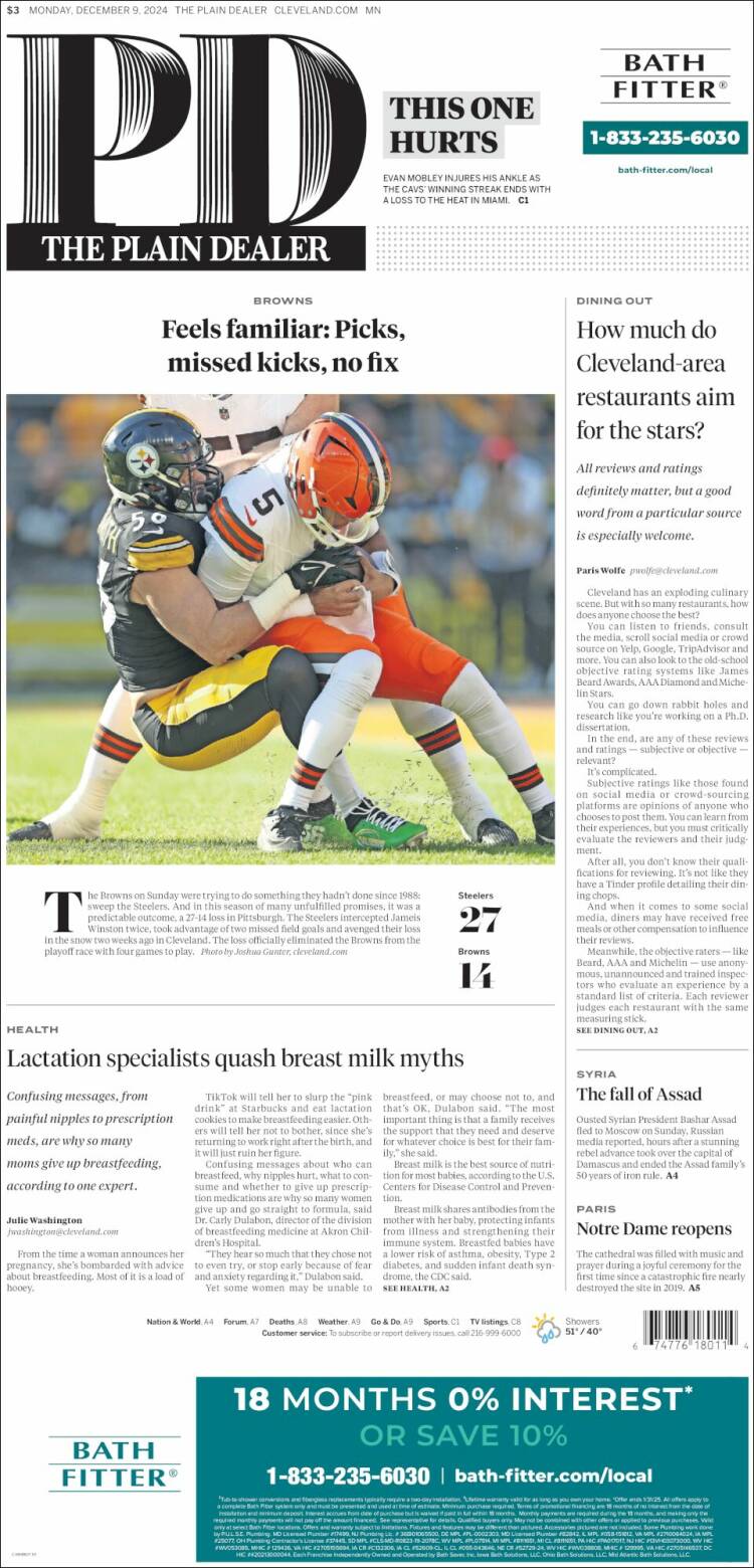 Portada de The Plain Dealer (USA)