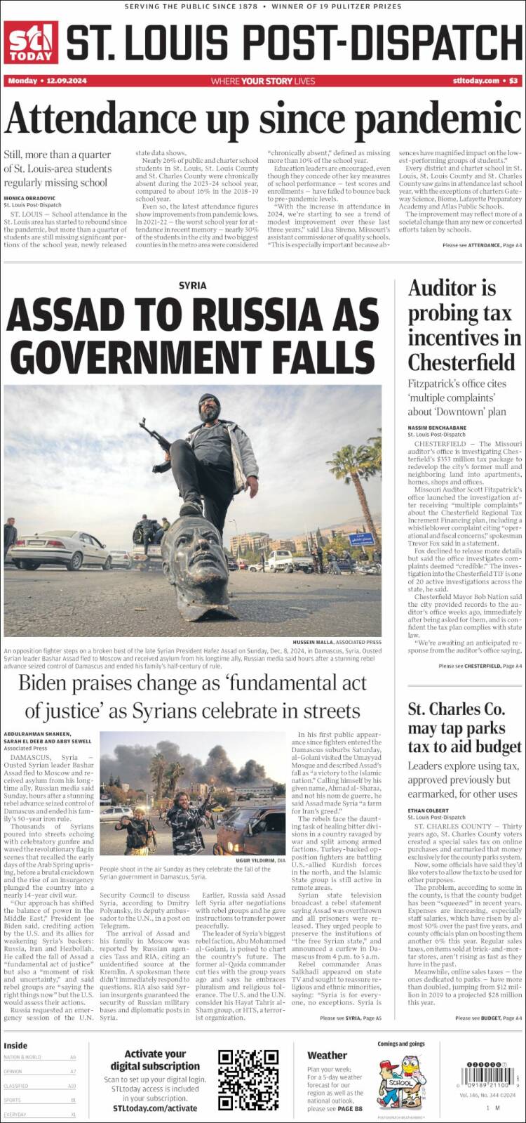 Portada de St. Louis Post-Dispatch (USA)