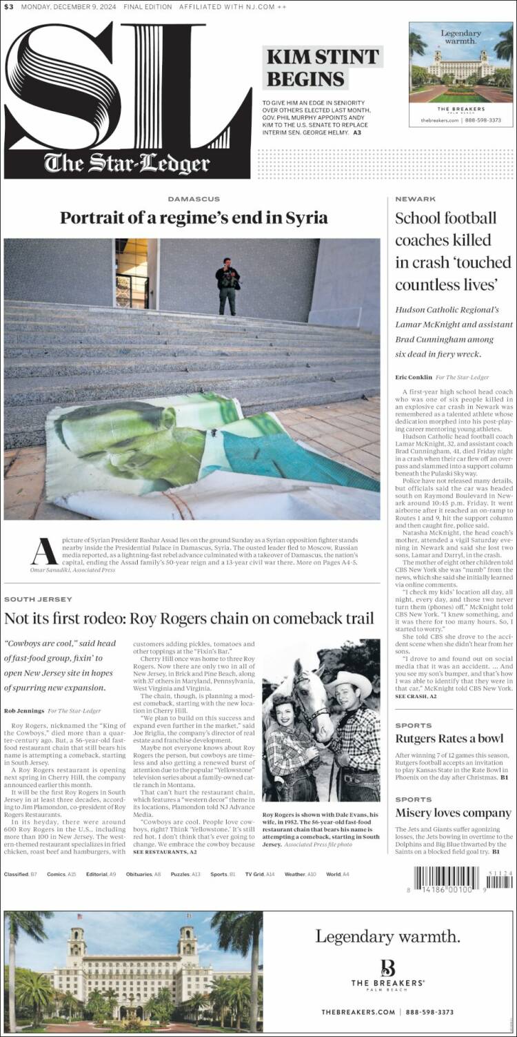 Portada de Star-Ledger (USA)