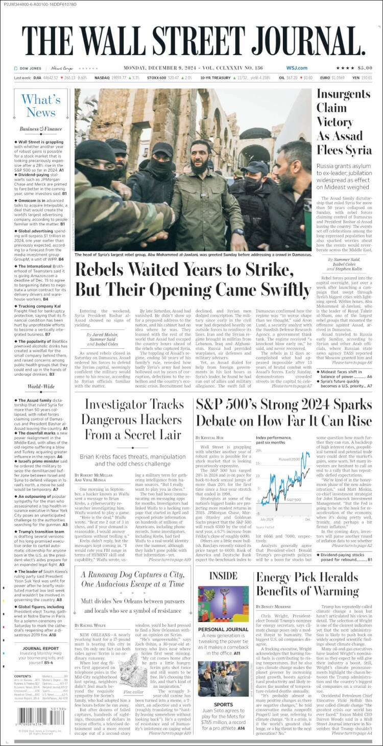 Portada de Wall Street Journal (USA)