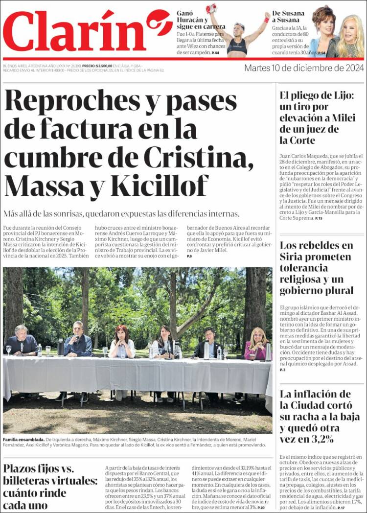 Portada de Clarín (Argentina)