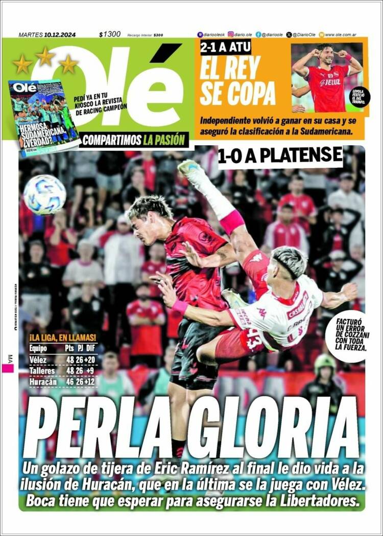 Portada de Olé (Argentina)