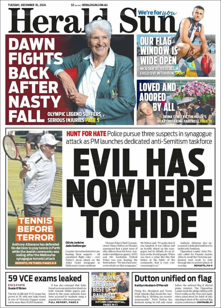 Portada de Herald Sun (Australia)