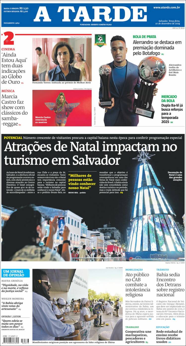 Portada de Diário A Tarde (Brasil)