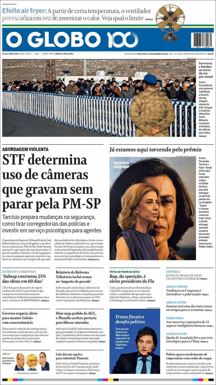 Portada de O Globo (Brasil)