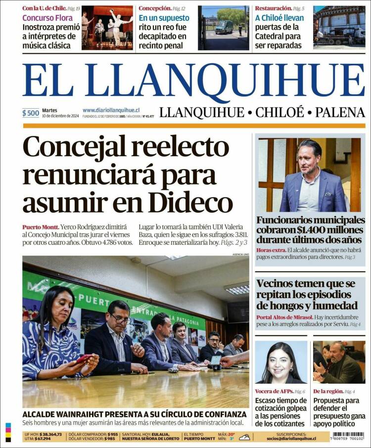 Portada de El Llanquihue (Chile)