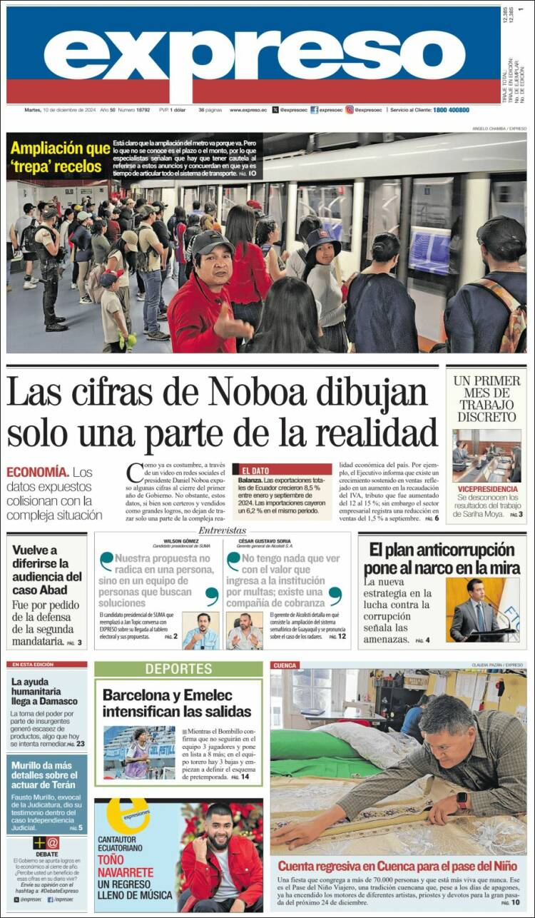 Portada de Expreso (Ecuador)