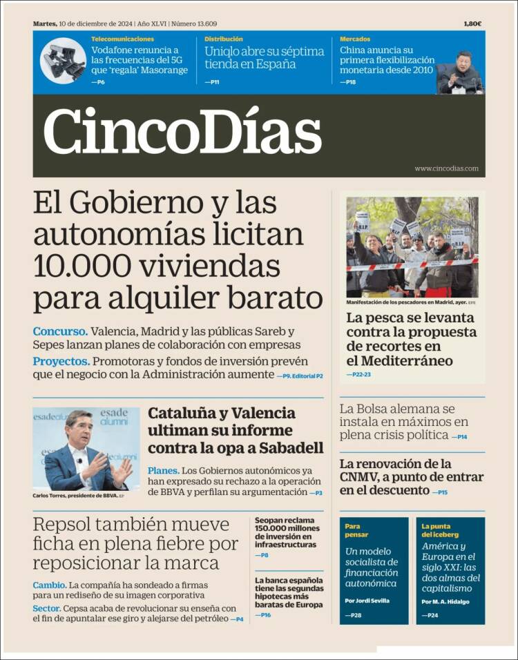 Portada de Cinco Días (Espa&ntilde;a)
