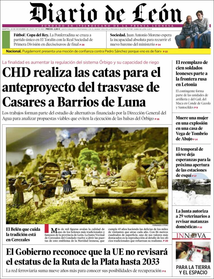 Portada de Diario de León (España)