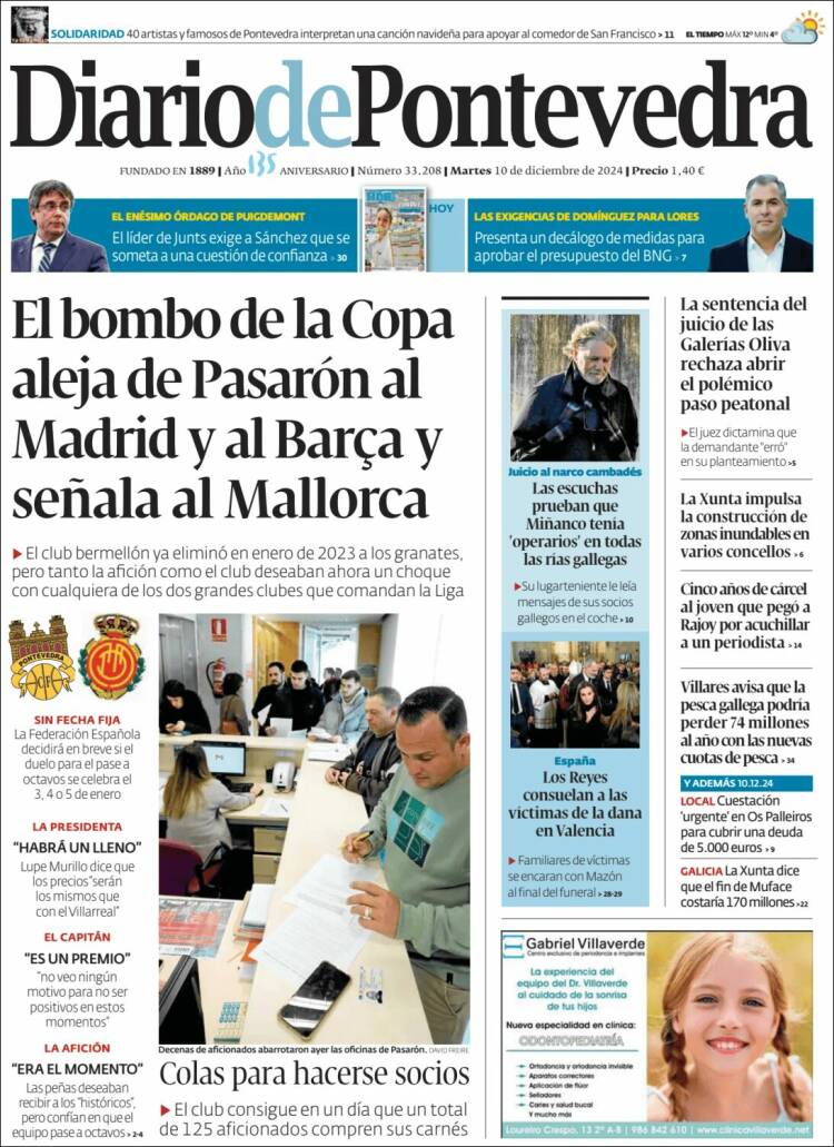 Portada de Diario de Pontevedra (España)