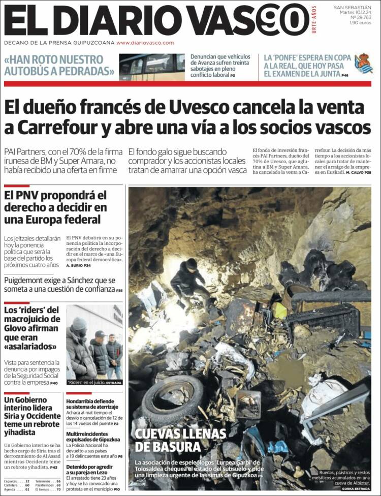 Portada de Diario Vasco (España)