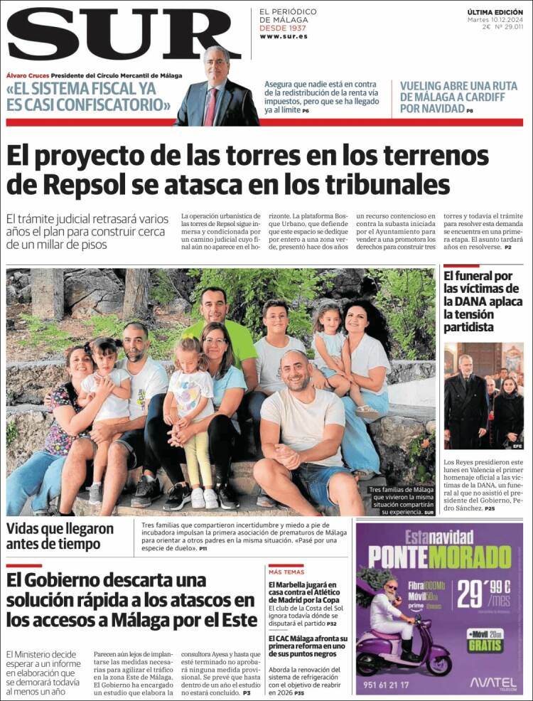 Portada de Diario el Sur (España)