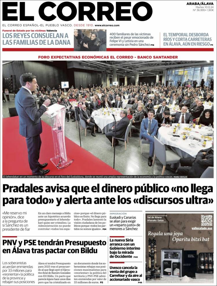 Portada de El Correo - Álava (España)