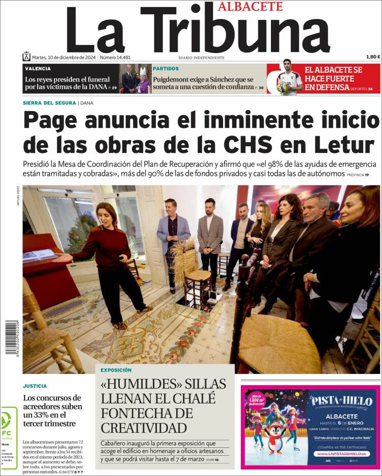 Portada de La Tribuna de Albacete (España)