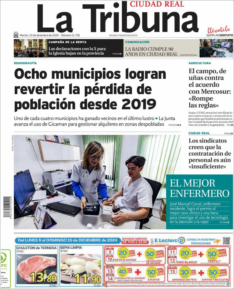 Portada de La Tribuna de Ciudad Real (España)