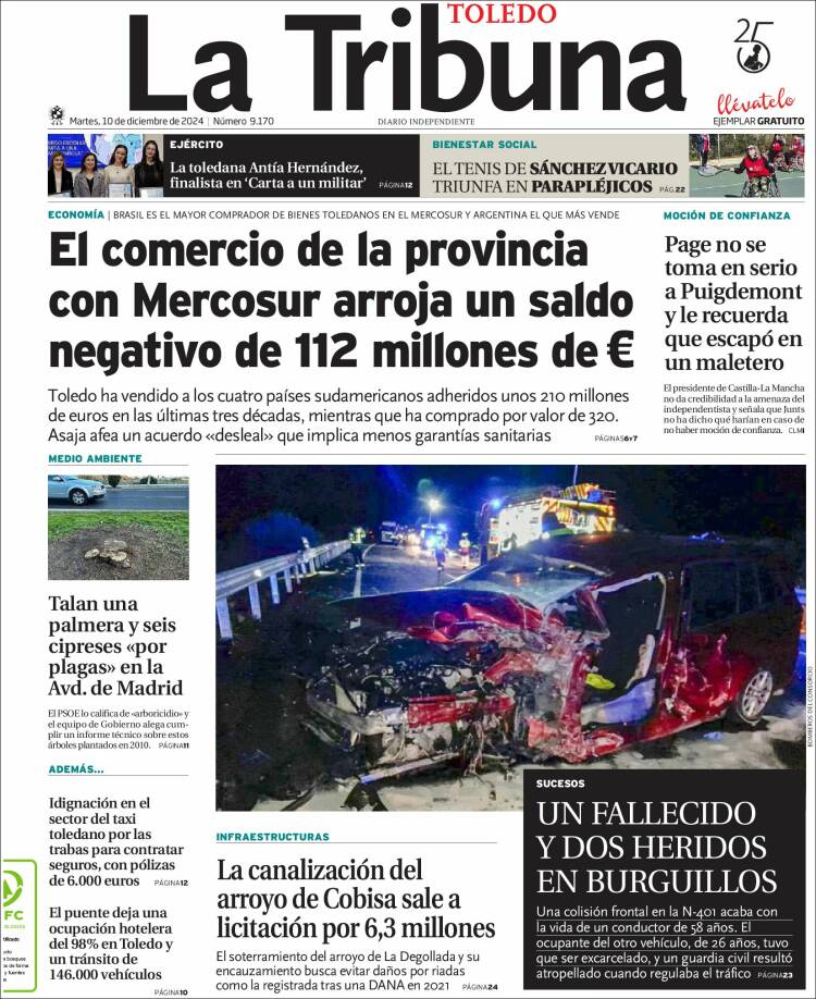 Portada de La Tribuna de Toledo (España)